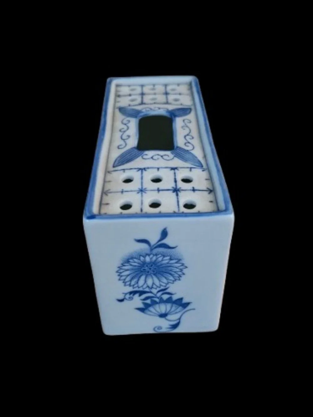 Andrea By Sadek Vintage Delft Style Flower Frog Brick Vase